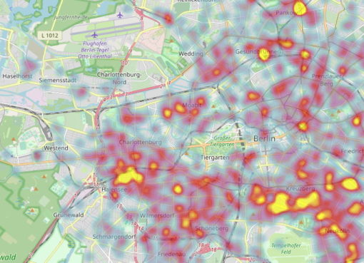 Karte der Fahrrad-Diebstähle in Berlin